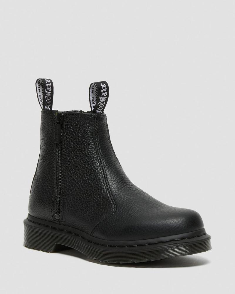 Black Women\'s Dr Martens 2976 Leather Zipper Chelsea Boots | CA 108OKI